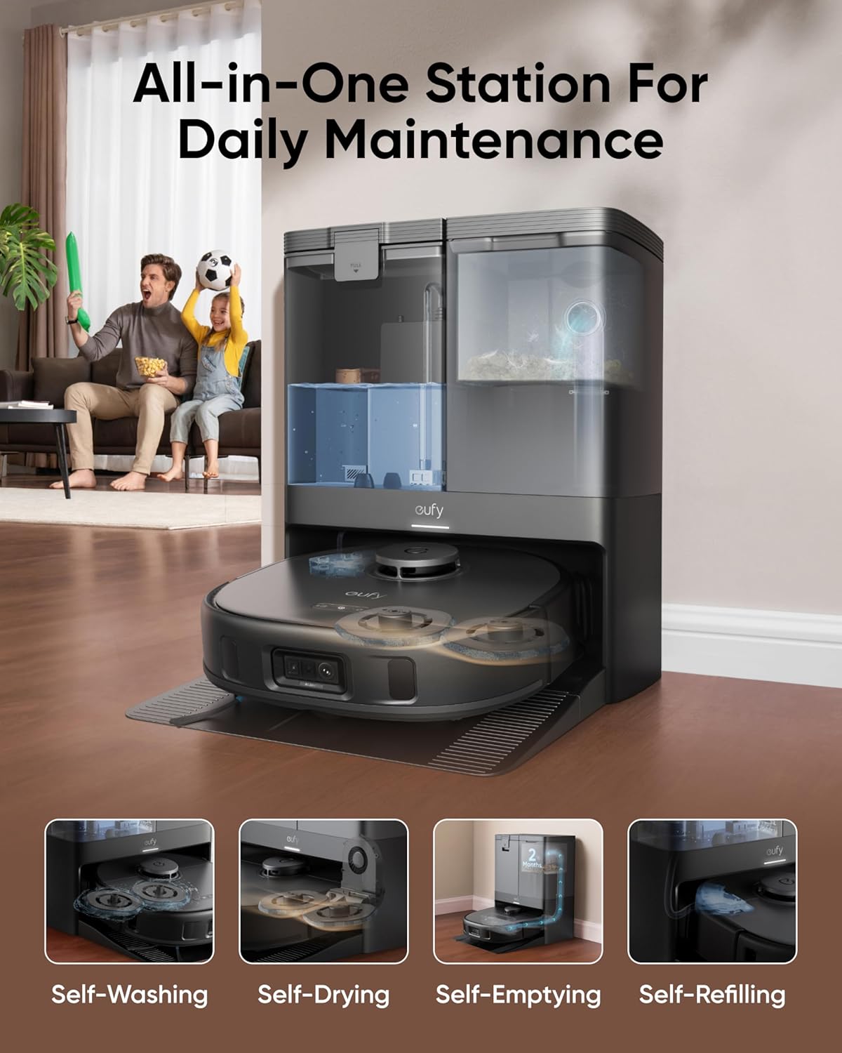 eufy X10 Pro Omni Robot Vacuum with Mop, 8000Pa, Auto-Lift Mops, AI Obstacle Avoidance - Image 4